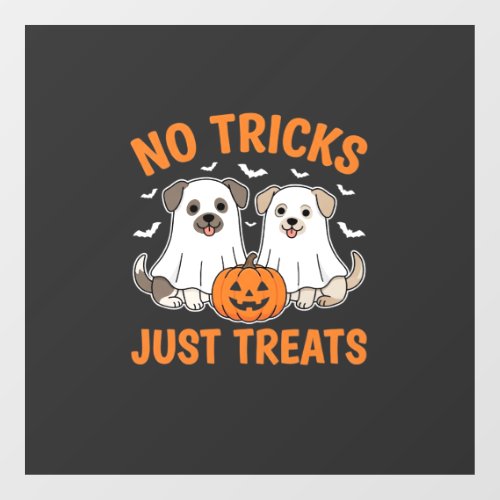 Halloween Ghost Dogs No Tricks Just Treats Design_ Window Cling