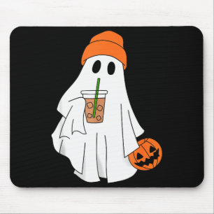 Halloween Ghost Drinking Coffee Ghost Ice Coffee M Mouse Pad