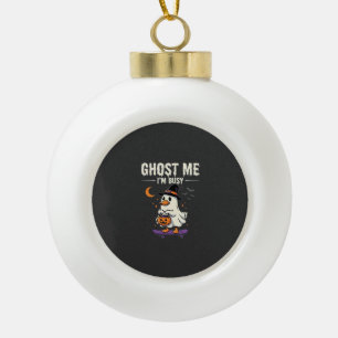 Halloween Ghost Duck Skateboard Design_1 Ceramic Ball Christmas Ornament