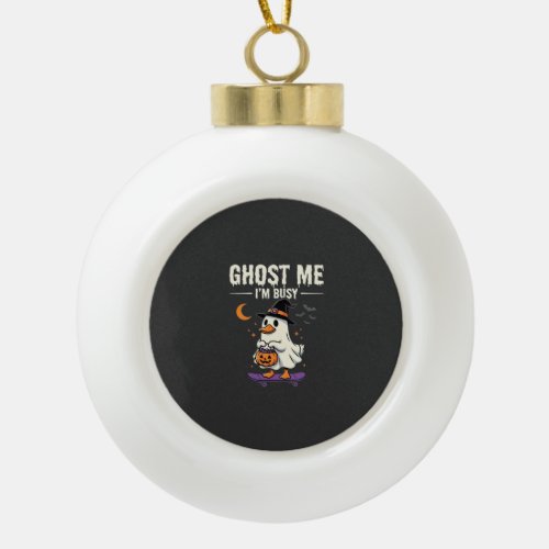 Halloween Ghost Duck Skateboard Design_1 Ceramic Ball Christmas Ornament