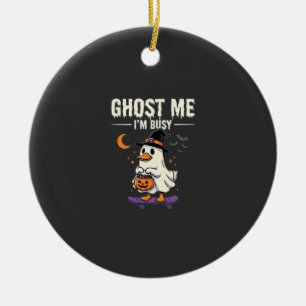 Halloween Ghost Duck Skateboard Design_1 Ceramic Ornament