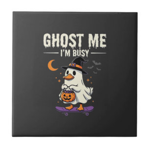 Halloween Ghost Duck Skateboard Design_1 Ceramic Tile