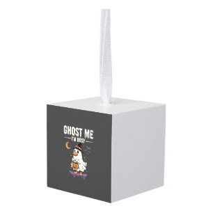 Halloween Ghost Duck Skateboard Design_1 Cube Ornament