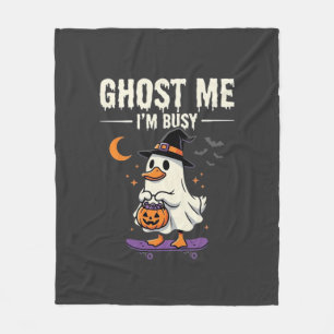 Halloween Ghost Duck Skateboard Design_1 Fleece Blanket