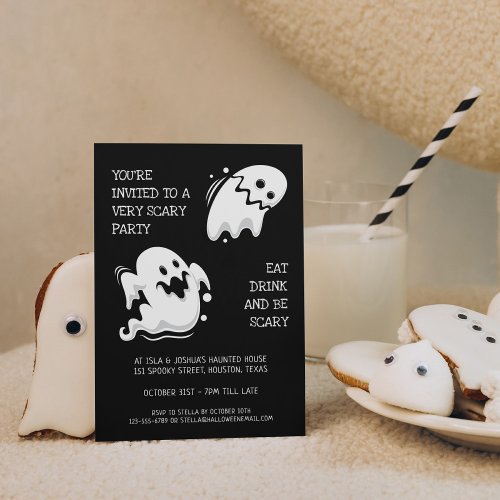 Halloween Ghost Eat Drink and Be Scary Party Invitation