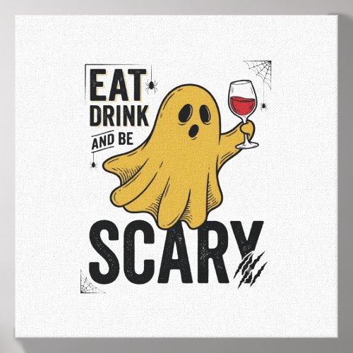 Halloween Ghost Eat Drink And Be Scary Vintage_1 Canvas Photo Tile