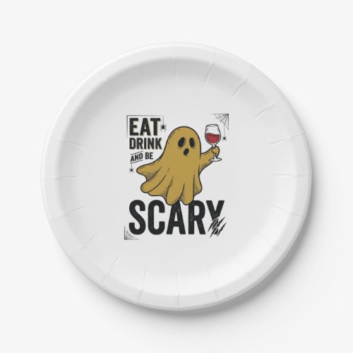 Halloween Ghost Eat Drink And Be Scary Vintage_1 Paper Plates