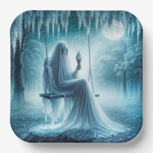 Halloween Ghost Eating An Ice Cream Cone Paper Plates