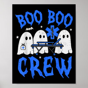 Halloween Ghost Ems Emt Paramedic Funny Emergency  Poster