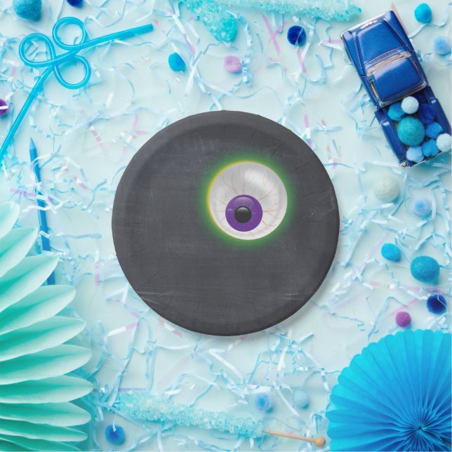 Halloween  Ghost Eyeball Eye Cyclops Chalkboard Paper Plates (Party)