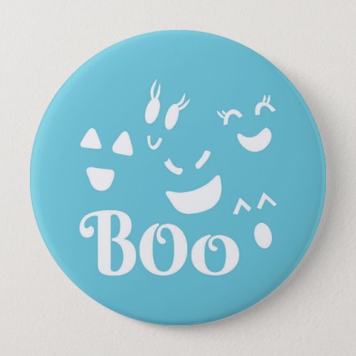 Halloween Ghost Face Blue and White Button Pin