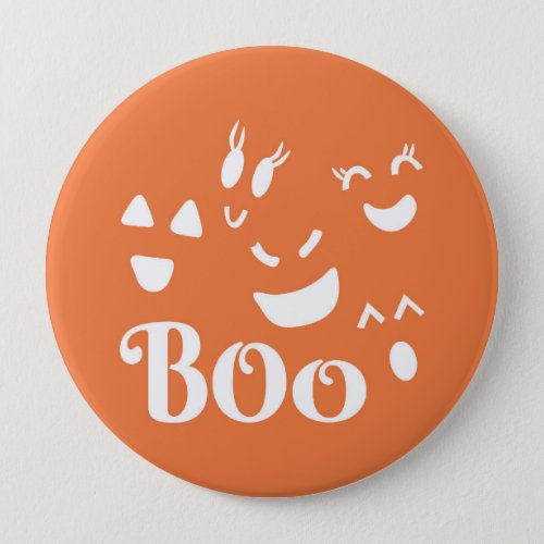  Halloween Ghost Face Orange and White Button Pin
