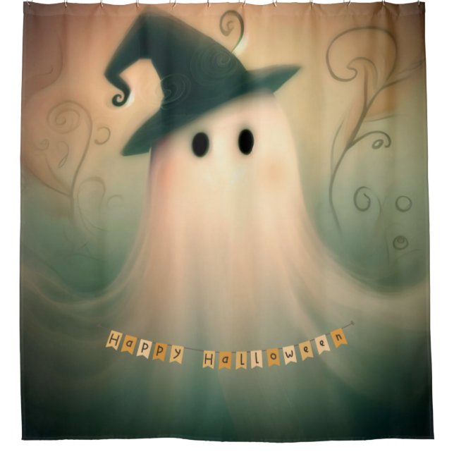 Halloween/Ghost/Fall/Whimsical Ornament Shower Curtain (Front)