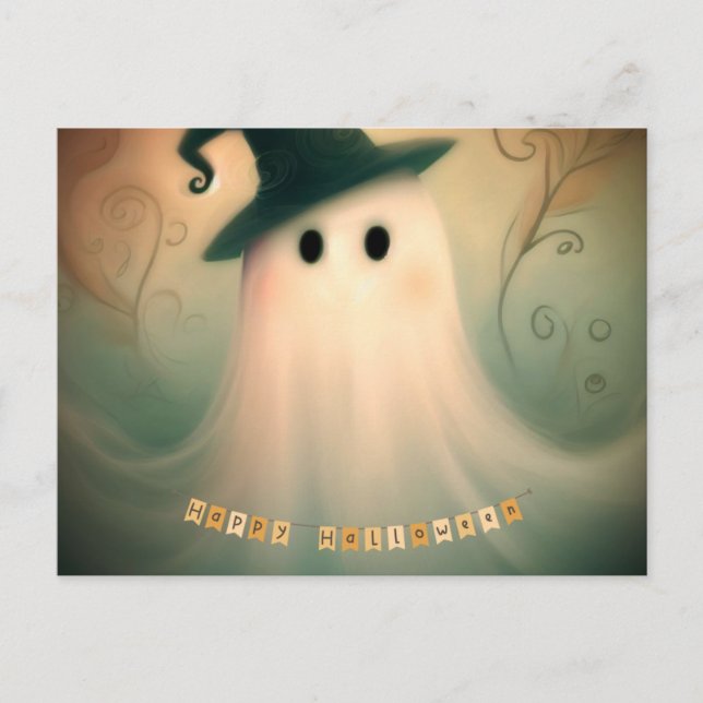 Halloween/Ghost/Fall/Whimsical  Postcard (Front)