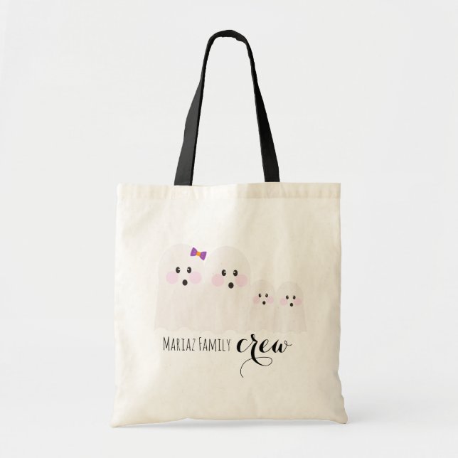 Halloween Ghost Family Name Crew Mom Dad  Brothers Tote Bag (Front)
