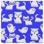 halloween ghost ferret dog blue fabric