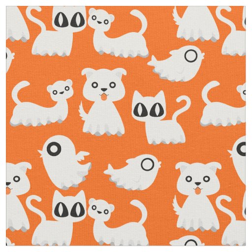 halloween ghost ferret dog orange fabric