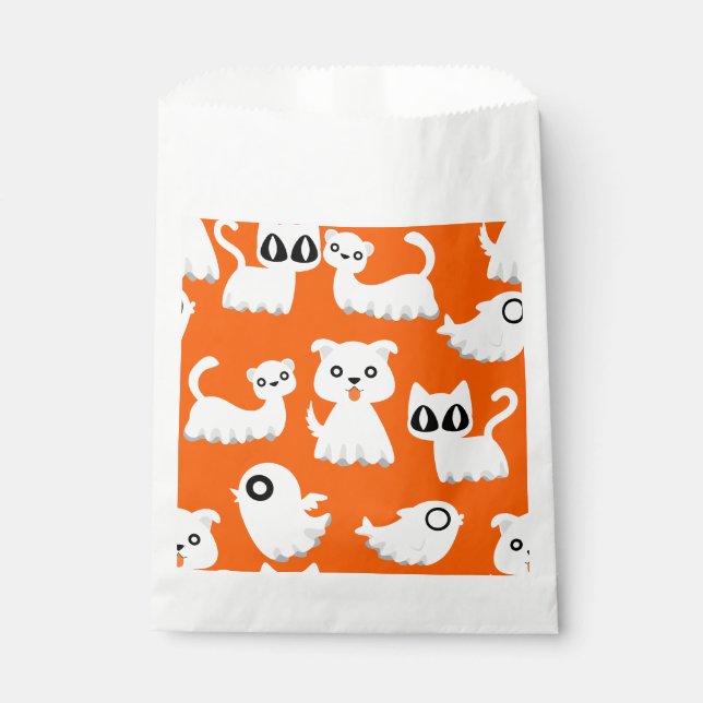 halloween ghost ferret dog orange favor bag (Front)