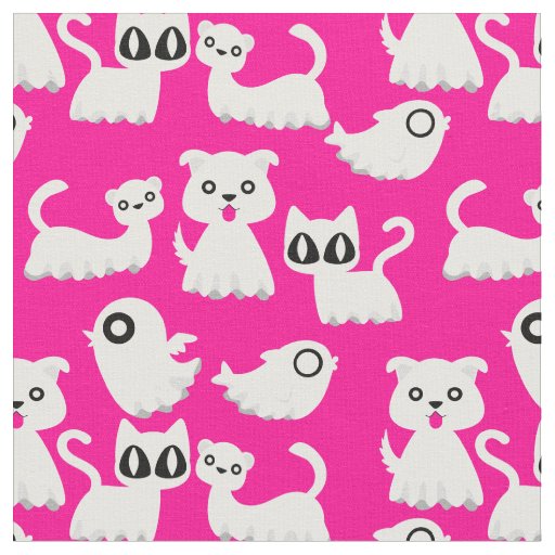 halloween ghost ferret dog pink  fabric
