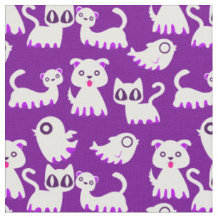halloween ghost ferret dog purple  fabric