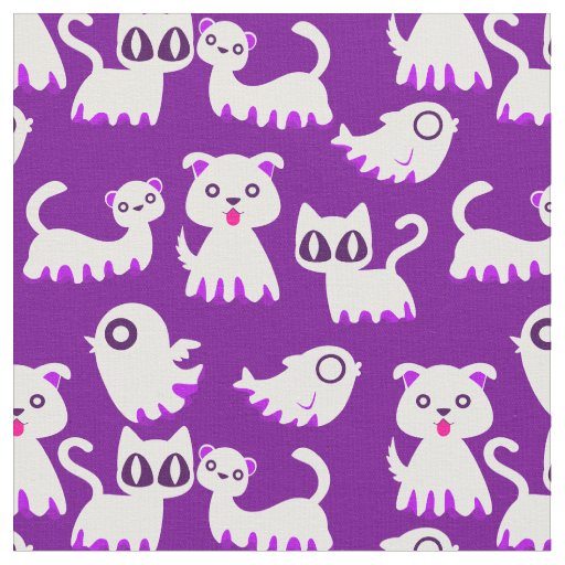 halloween ghost ferret dog purple  fabric