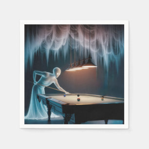 Halloween Ghost Figures Playing Pool Napkins