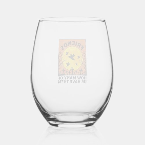 Halloween Ghost Friends Funny Vintage Horror_1 Stemless Wine Glass