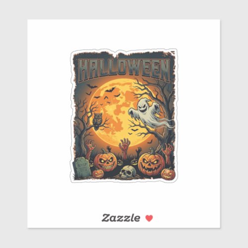 Halloween Ghost Full Moon Jack Lanterns Zombie Han Sticker