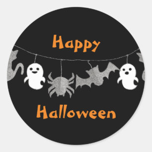 Halloween ghost garland classic round sticker