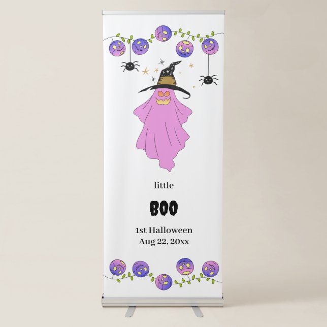 Halloween Ghost Garland Spider Baby Shower Retractable Banner (Front)