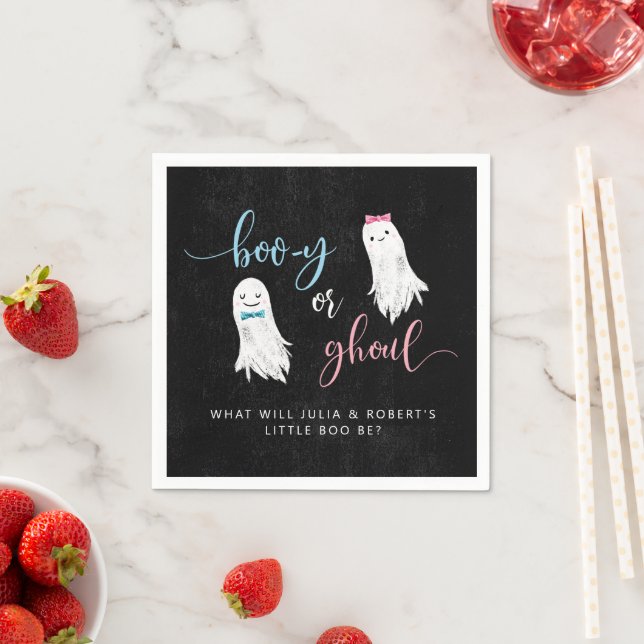 Halloween Ghost Gender Reveal Party Napkins (Insitu)