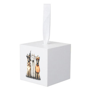 Halloween Ghost German Shepherd Dog Cube Ornament