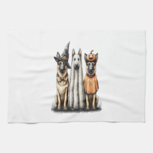 Halloween Ghost German Shepherd Dog Kitchen Towel