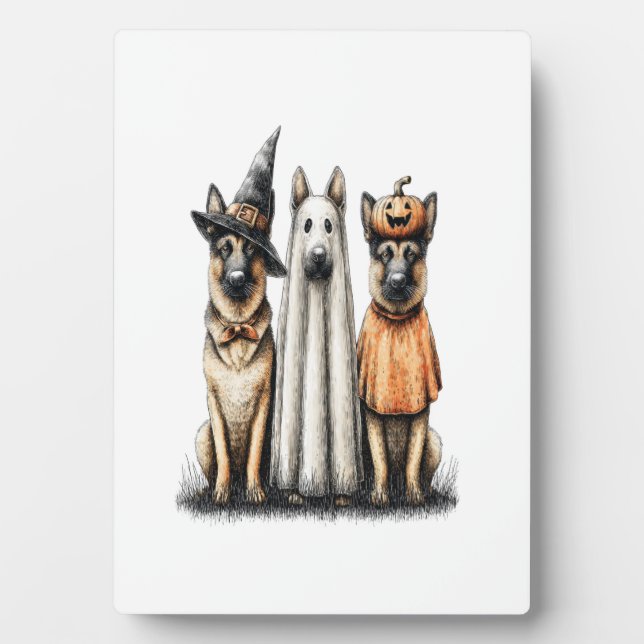 Halloween Ghost German Shepherd Dog Plaque (Front)