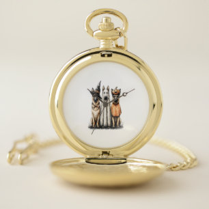 Halloween Ghost German Shepherd Dog Pocket Watch