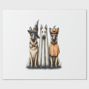 Halloween Ghost German Shepherd Dog Wrapping Paper