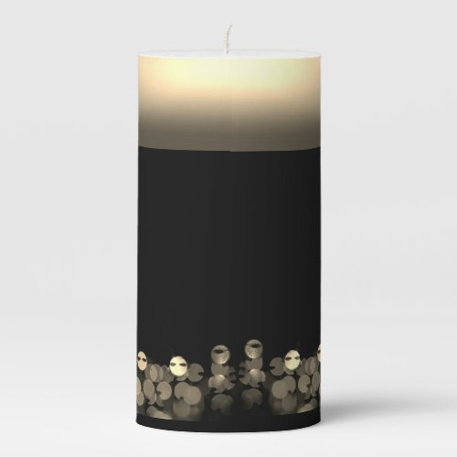 Halloween Ghost Ghosted Aliens Gold Black White Pillar Candle