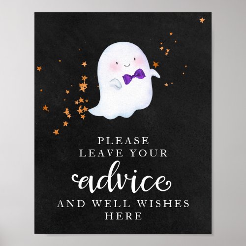 Halloween Ghost Girl Baby Shower Advice Sign