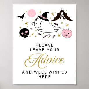 Halloween Ghost Girl Baby Shower Advice Sign