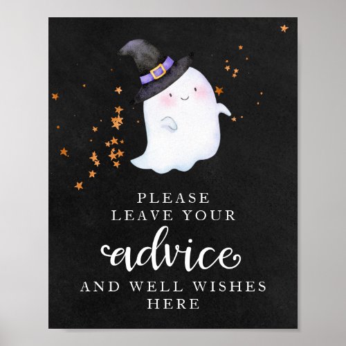 Halloween Ghost Girl Baby Shower Advice Sign