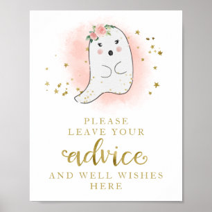 Halloween Ghost Girl Baby Shower Advice Sign