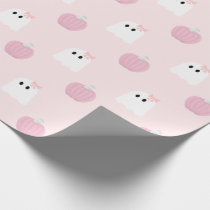 Halloween Ghost Girl Pink Pumpkin Pattern Wrapping Paper