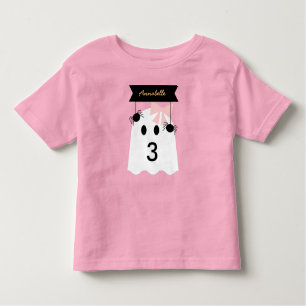Halloween Ghost Girl Pink Ribbon Birthday Toddler T-shirt