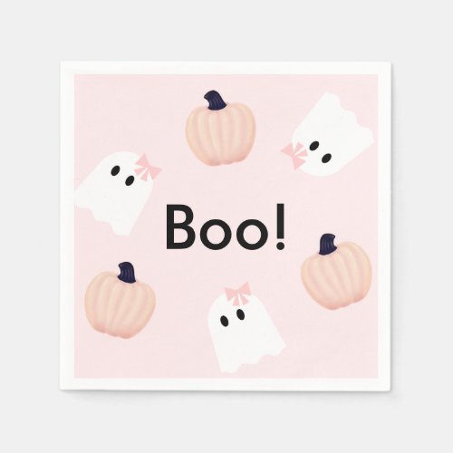 Halloween Ghost Girl  Pumpkin Cute Pink Napkins