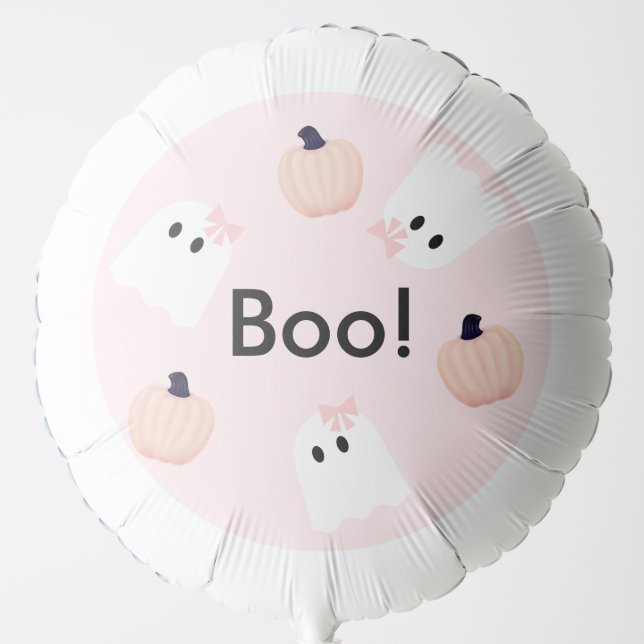 Halloween Ghost Girl Pumpkin Pink Birthday Balloon (Front)