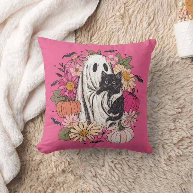 Halloween Ghost Girly  Throw Pillow (Blanket)