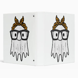 Halloween Ghost Glasses Cute 3 Ring Binder