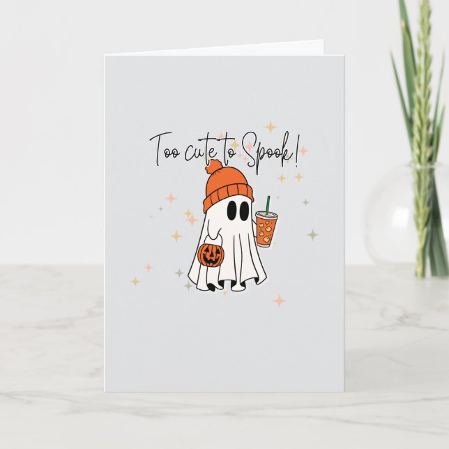 Halloween Ghost Greeting Card,Too Cute to Spook Ca Card (Front)
