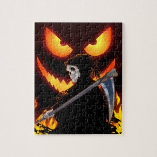 Halloween Ghost Grim Reaper Flame Jigsaw Puzzle
