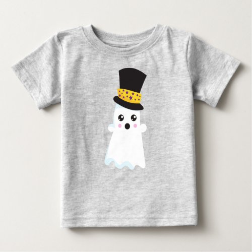Halloween Ghost Hat Boo Trick Or Treat Baby T_Shirt